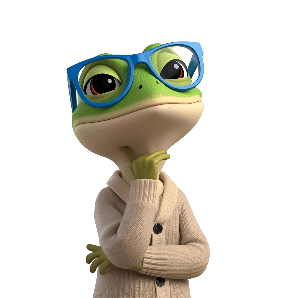 Gecko pondering math puzzles